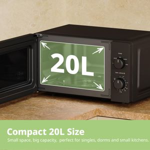 COMFEE' 20L Compact Microwave, 700W Black – Manual, Inverter, Quick Defrost