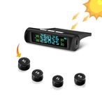 AZCONA IMPEX™ Car Tire Pressure Monitor Systems with, Solar Power and USB Charge, 4 External Sensors PSI and Temperature Safety Alarm Display