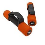 VLFit Softgrip Dumbbells – set of 2 with adjustable grips – choice of weights – 2 Dumbbells per set (ORANGE/GREY, 2 x 1kg)