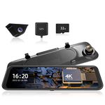 WOLFBOX G850 4K Mirror Dash Cam:12'' Rear View Mirror Camera for Car,Dual Dash Cameras Front and Rear,Super Night Vision,Parking Monitoring,Reversing Assistance,32GB TF Card & GPS