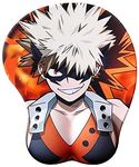 3D Anime Mouse Pad Cartoon Silica Gel Wrist Support Mouse Mat Wrist Cushion Pad Nonslip Mouse Pad Pain Relief for Gaming (Bakugō Katsuki)
