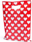 Choice Marts 100 White Heart Valentine Bags 9"x12" Bags for Small Business 1.5Mil Merchandise Bags Extra Thick Glossy Plastic Bags