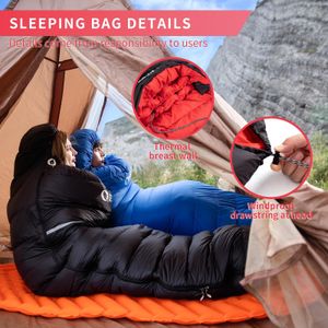QEZER Down Sleeping Bag, Black, 1200g – Lightweight Outdoor Gear