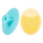 2 Pack Face Scrubber,JEXCULL Soft Silicone Facial Cleansing Brush Face Exfoliator Blackhead Acne Pore Pad Cradle Cap Face Wash Brush for Deep Cleaning Skin Care,Blue and Yellow