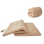 ZonLi Japanese Floor Futon Mattress Full Size 54"x 80",100% Cotton 2.5'' Thicken Tatami Mattress,Foldable Sleeping Pad,Portable Dormitory Tatami Mat,Roll Up Floor Lounger Bed for Adult (Khaki)