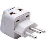 OREI India to Brazil (Type N) Travel Adapter Plug - 2 in 1 - CE Certified - RoHS Compliant - White Color (DB-11C)