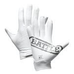 Battle Sports Doom 1.0 Wide Receiver Football Gloves - Youth and Adult Football Gloves - Ultra Stick Gloves - Youth Medium, White