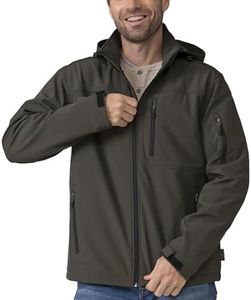 Free Country Men's Softshell Jacket Water & Wind Resistant Insulated and Warm Fleece Lined Rain Hiking Winter Coat for Men-Olive-Size M