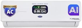 Carrier 1.5 Ton 3 Star AI Flexicool Inverter Split AC (Copper, Convertible 6-in-1 Cooling,High Density Filter, Auto Cleanser, ESTER NEO Exi+, CAI18ER3R34F0,White)