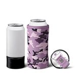BrüMate Hopsulator Trio 3-in-1 Insulated Can Cooler for 12oz / 16oz Cans + 100% Leak Proof Tumbler with Lid | Can Coozie Insulated for Beer, Soda, and Energy Drinks (Mauve Camo)