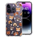 Cute Different Dogs Pattern Clear Phone Case Compatible with iPhone 14 Pro Max, Four Corner Shockproof Full Body Protection Case Cover for iPhone 14 Pro Max 6.7”, Designed for Women Girls Teens