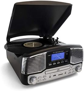 Trexonic Retro Record Player with Bluetooth, CD Players and 3-Speed Turntable in Black