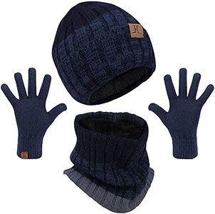 MAYLISACC Hat and Scarf Set for Men Knit Hats for Women Hat Scarf and Glove Set for Men 3 Pieces Mens Gloves Winter Touchscreen Womens Hat and Scarf Sets with Warm Knit Fleece Lined Mens Beanies