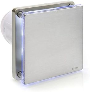 STERR Argent Ventilateur de Salle de Bain 100 mm avec LED - Ventilateur de Salle de Bain - Façade en Acier Inoxydable - Look Moderne - BFS100L-S - 10W