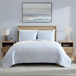 Nautica - Queen Quilt Set, Reversible Cotton Bedding with Matching Shams, Casual Home Decor for All Seasons (Coleridge Stripe Light Blue, Queen)