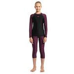 Speedo Girl's Endurance Boomstar Long Sleeve Suntop - Black & Electric Pink