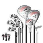 GYMAX Men/Women Complete Golf Club Set, 9 Pieces Right Handed Golf Club Set Includes 460CC Alloy Driver, 3# Fairway Wood, 4# Hybrid, 6#, 7#, 8#, 9# & P# Irons, Pullet Putter & 3 Head Covers (Pink)