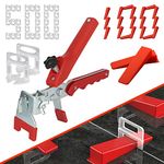 Tile Leveling System 1/8'' Kit Include 500 PCS Tile Spacers Clips, 100 PCS Reusable Wedges and 1 pc Push Pliers for Kitchen Living Room, DIY Tile Tools Set