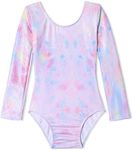 TENVDA Gymnastics Leotards for Girls Sparkly Unicorn Rainbow Long Sleeve Kids Tumbling Outfit Age 2-9 Years Old, Geometric a, 7-8 Years