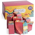 THE TWIDDLERS 100 Boxes of Wax Crayons for Kids, 6 Crayons Per Box, 600 Total - Mixed Coloured, Perfect Mini Crayon Packs for Party Bag Fillers, School Classrooms, Arts & Crafts, Restaurants