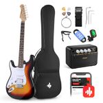 Donner 39 Inch Left-Handed Electric Guitar Kit Solid Body Sunburst Lefty Beginner Set Full-Size with Amplifier Bag Capo Strap String Tuner Cable Picks DST-100SL