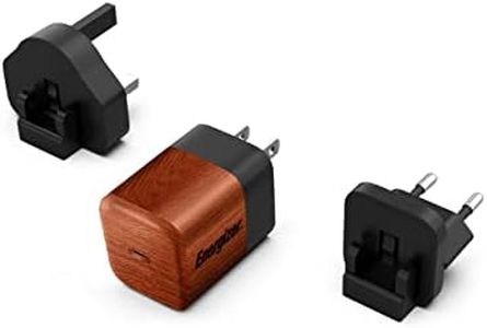 Energizer - USB C 20W Quick Charger - Wireless - 3 sockets Included (EU/US/UK) - Walnut Round