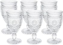 Kingrol 6 Pack Wine Glasses Goblets, 10 oz Vintage Water Glasses, Romantic Mixed Drink Glasses for Party, Daily Use