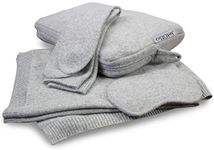 Jet&Bo 100% Cashmere Travel Set: Blanket, Eye Mask, Socks, Carry/Pillow Case