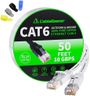 Cat 6 Ethernet Cable 50 ft, Support Cat8 Cat7, 10Gbps High Speed Flat Internet Network Cable with 25 Clips+4 Straps, White Computer Wire, RJ45 LAN Patch Cord for Outdoor&Indoor, Modem, Router, PS4/5