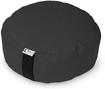 Bean Products Black - Round Zafu Meditation Cushion - Yoga - 10oz Cotton - Organic Buckwheat Fill - Made in USA