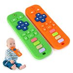 Hooku 2 Pack Remote Teether for Baby, Silicone Teethers for Babies 6-12 Months, Baby Teething Toys for Babies 0-6 Months, Sensory Toys for Babies, Toddler Infant Newborn Toys