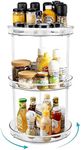 FYY 3 Tier Lazy Susan Turntable Cabinet Organizer Spice Storage Rack, Rotating Kitchen Cupboard Organiser, Storage Rack for Kitchen, Fridge and Bathroom, Makeup Holder Cosmetic Storage Rack Clear