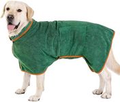 PETTOM Dog Bathrobe Towel Microfiber Water Absorbent Adjustable Dog Drying Coats for Large Dogs, Green Dog Bathrobe Towelling - 60cm Back Length