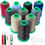 Sissewpro UV Resistant Upholstery Thread Heavy Duty for Hand Sewing Kit or Machines,10 Colors Pack 138 Thread 1oz Each, 7 Leather Canvas Sewing Needles, 4 Seam Rippers, 1 Thick Threads Snips
