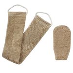 Homgaty Hemp Back Scrubber, 100% Natural Exfoliating Back Strap with Mitt, Exfoliating Loofah Back Scrubber with Handles for Shower Bath Men and Women