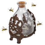 CKB LTD 1x Small Wasp Trap Catcher - Glass Bottle with Cast Iron Holder Stand Honey Pot Design For Insect Indoor Outdoor Garden Pest Control