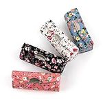 AUEAR, Women Floral Lipstick Case with Mirror Lipstick Holder for Purse Travel Makeup Storage Organizer, Flower Pattern, 4 Count (Pack of 1)