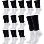 ramede 12 Pairs Black and White Military Boot Socks Uniform Socks Crew Boot Socks Cotton Healthy Black Dress Socks for Men Women Office Army, Black and White, 1