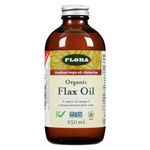 Flora Health Certified Organic Flax Oil - Cold Pressed & Unrefined - Non-GMO, Gluten-Free, Kosher Omega Flax Seed Oil Blend - Essential Fatty Acids for Wellness - 250 mL Liquid, Glass Bottle