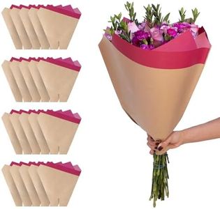 the florist Supply Market Bloom Sleeves 20 Pack 17 x 17 x 5.6 Inch FSC Certified Flower Bouquet Wrapping Paper, Flower Bouquet Bags Kraft Paper Sleeves, Gift-Ready for Wedding, Birthday, Pink