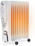 Pro Breeze Oil Filled Radiator with 11 Fins - Slim Electric Radiator - Portable Oil Heater with Built-in 24 Hour Timer, 3 Heat Settings, Adjustable Thermostat (White Radiator)