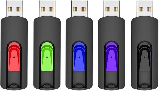 RAOYI 5Pack 128GB USB Flash Drive USB Stick USB 2.0 Memory Stick Slide Retractable Thumb Drive 128G USB Drive USB Key for Data Storage (Black Red Blue Green Purple)