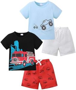 Jecson Boys Summer Outfits Toddler Boy Clothes Cotton Crane Short Sleeve T-shirts and Shorts Set 4 Pieces