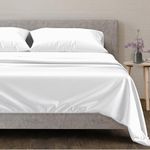 Mayfair Linen 100% Egyptian Cotton Queen Size Sheet Set - 4 PC 600 Thread Count Egyptian Cotton Sheets Set for Queen Size Bed (White), Soft, Cooling, Luxury Hotel 16" Deep Pocket Sateen Bedsheet Set