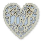 celloexpress Wooden MDF Shapes - Hanging Gift Tags, Embellishments, Decorations, Kids Crafts (Heart with Love - 3 Pieces)