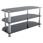 AVF SDC1000-A TV Stand for up to 50-inch TVs, Black Glass, Chrome Legs