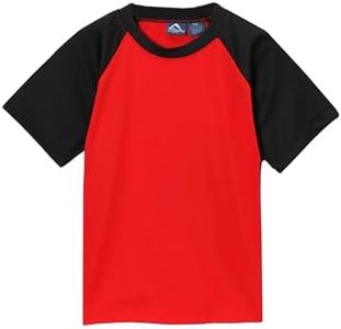 Kanu Surf Boys Short Sleeve UPF 50 Rashguard Swim Shirt, Contrast Red, 8