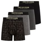 True Religion Mens Boxer Briefs Cotton Stretch Underwear for Men Pack of 4, Gold, Large