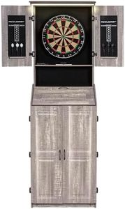 Accudart Dartboard Set with LED Cabinet, 2 Scoring Chalkboards, Chalk, Eraser and 6 Darts