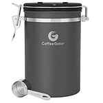 Coffee Gator Stainless Steel Container - with CO2-Release Valve, Magnetic Scoop Attachment and Bag-Saver Clip - Holds 645g Beans - 1.9l Litre Capacity